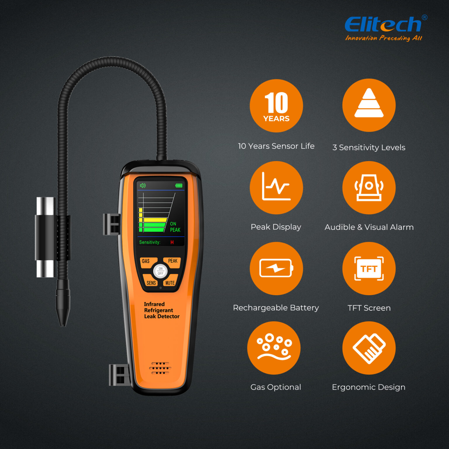 Elitech ILD-300 Infrared Leak Detector Detect All HFC, CFC, HCFC, HFO ...